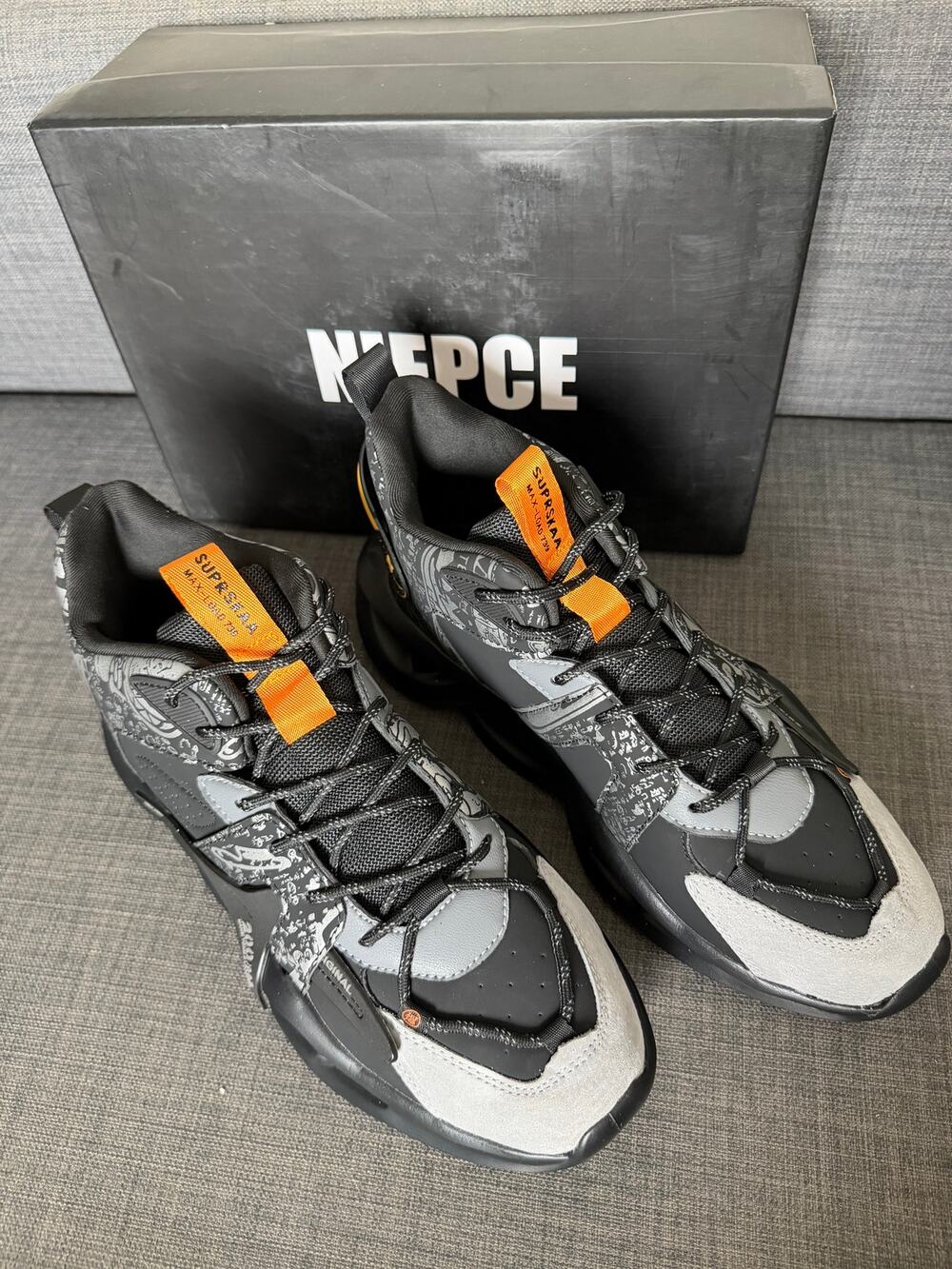 NIB NIEPCE Mens Size 11 Black Gray Techwear Chunky Sneakers Streetwear Shoes